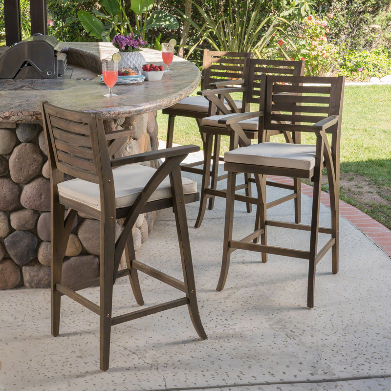 Gracie Oaks Garrido 30 Patio Bar Stool with Cushion Reviews Wayfair